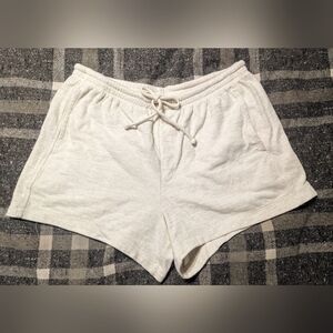 Aerie Light Cream Beige Drawstring Waffle Shorts sz L